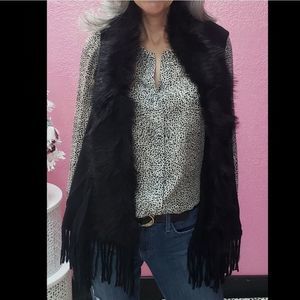 Lara Faux Fur Trim Fringe Vest